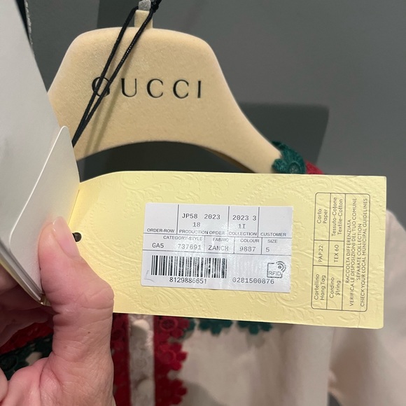 AUTH GIRLS’ GUCCI S/S GIRLS’ IVORY COTTON TIERED DRESS - SZ 5Y - Picture 5 of 10